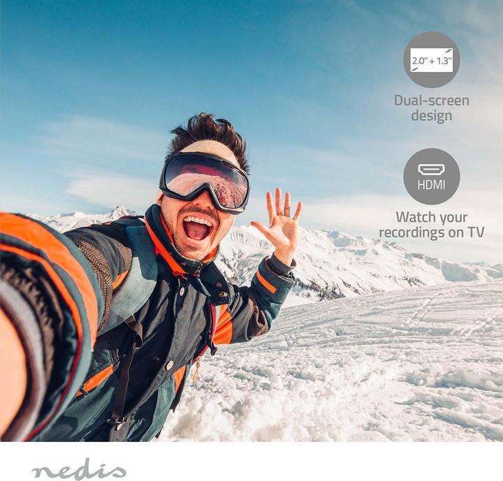 Immagine prodotto Nedis Action Cam | 4K@30fps | 16 MPixel | Impermeabile fino a: 30.0 m | 90 min | Wi-Fi | App disponibile (30p, WiFi)