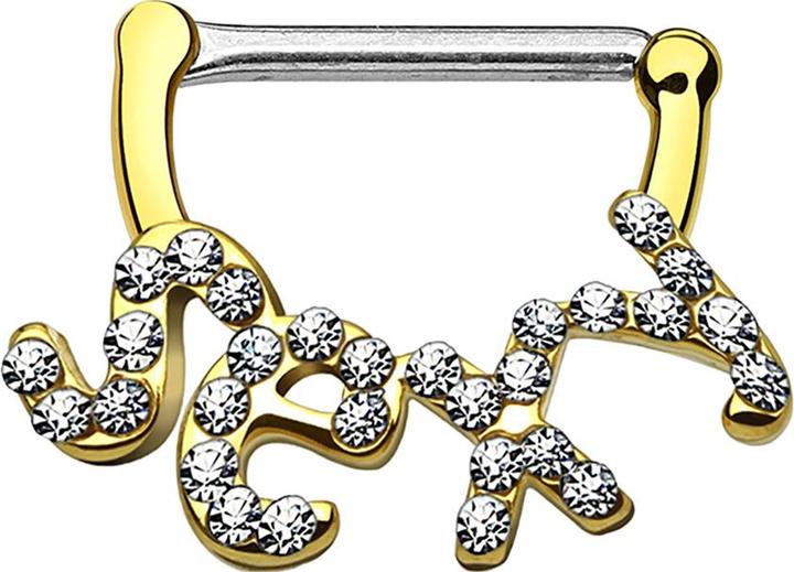 Actual product image Star Piercing Barbell Clicker 14k vergoldet Sexy (Surgical steel 316L, Brass)