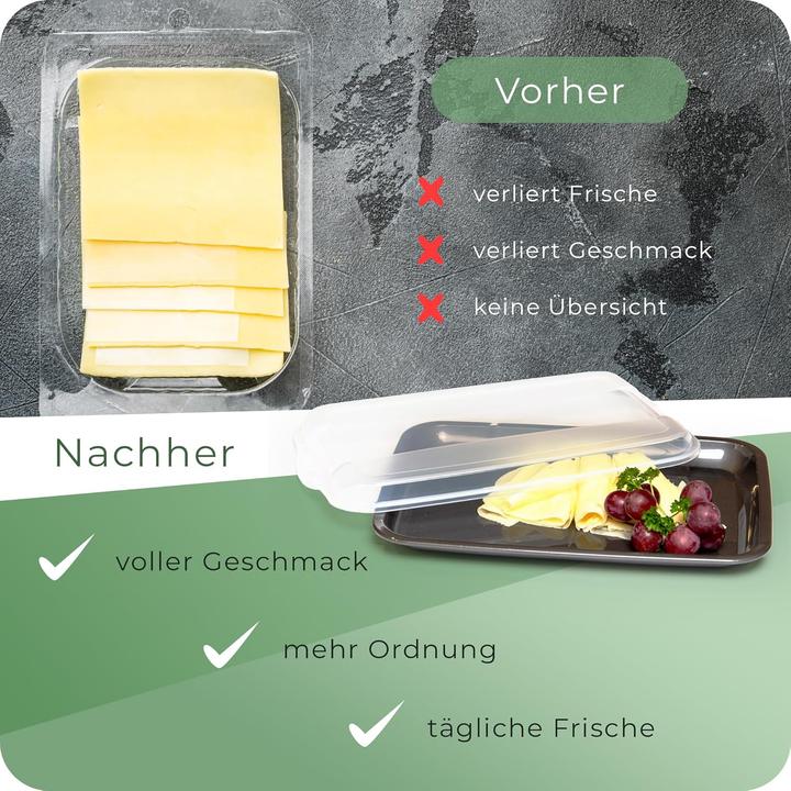 Produktbild Novaliv 10er-Set Anthrazit Premium Aufschnittbox mit Transparentem Deckel, Frischhaltedosen für Wurs