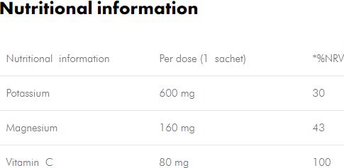 Nährwerte und Zutaten Enervit Magnesium Potassium, 10 x15 g (10 Stück, Beutel, 183 g)