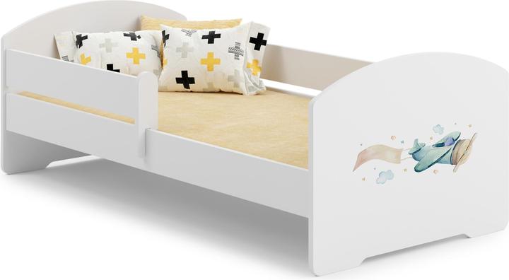 Actual product image ADRK Furniture Bed with Mattress and Railing PEPE PLANE WITH A BANNER 140x70 (140 x 70 cm)