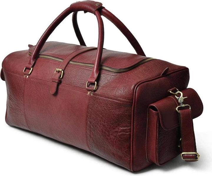Produktbild Only-Bags.Store Herren Büffelleder Cherry Red Duffel Bag, grosse Weekender Tasche, rote Reisetasche für Männer &