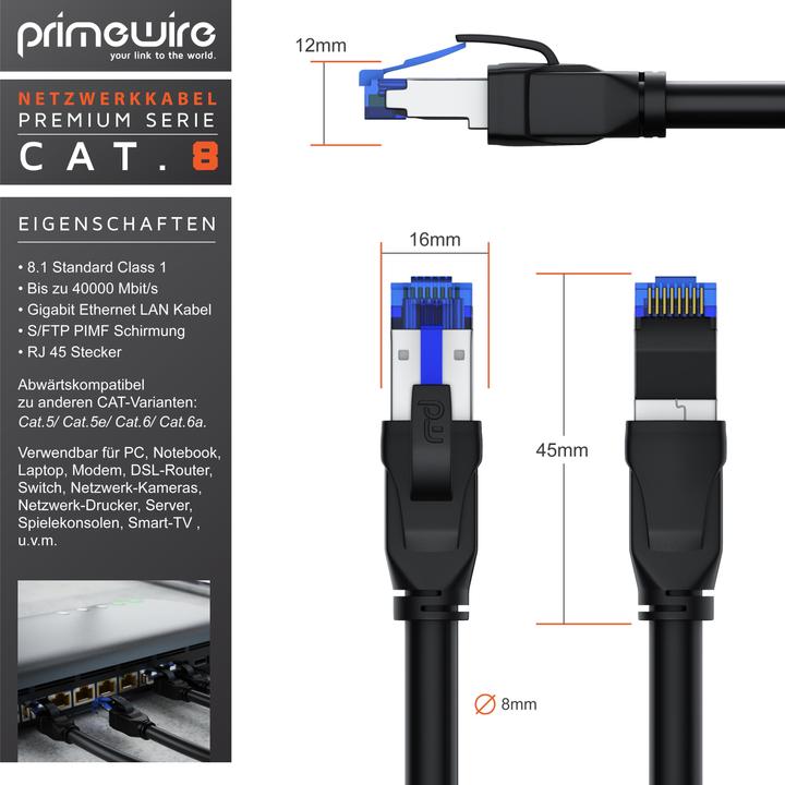 Produktbild Primewire Netzwerkkabel (S/FTP, CAT8.1, 1 m)