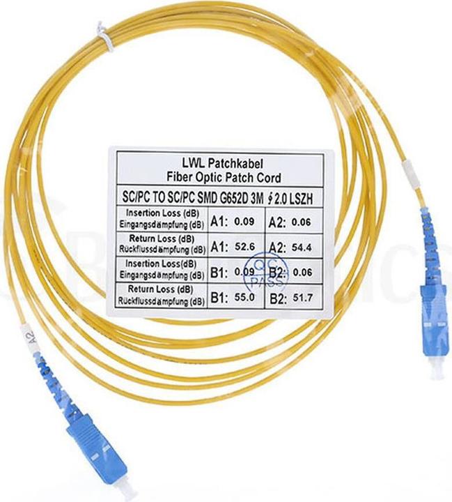Produktbild CBO Simplex LWL Patchkabel SC-UPC/SC-UPC Singlemode 15 Meter (15 m)