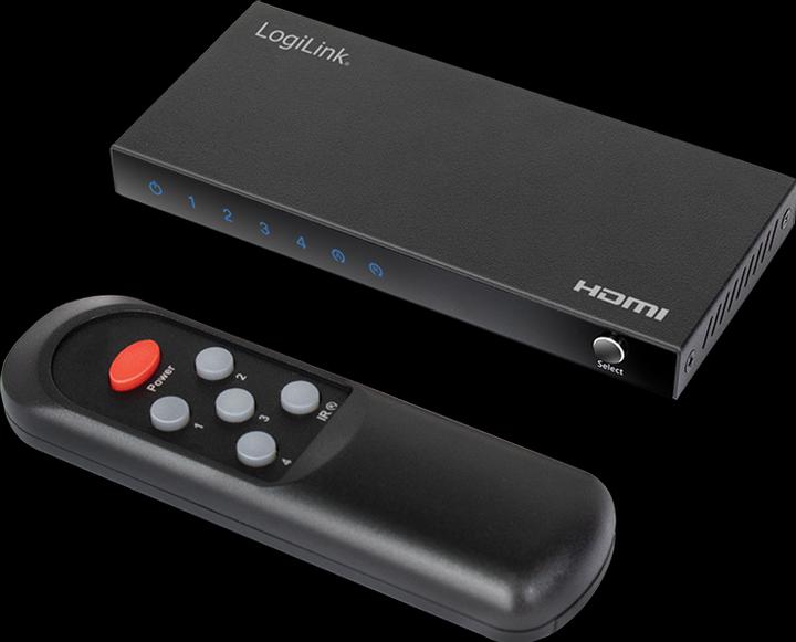 Actual product image LogiLink HDMI switch, 4x1 port, 4K/60 Hz, HDCP, HDR, CEC, RC