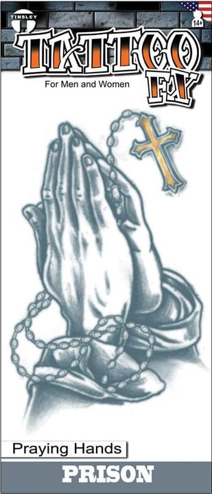 Tinsley Transfers Praying Hands adhesive tattoos