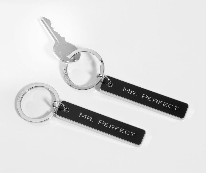 Produktbild Troika MR PERFECT Schlüsselanhänger mit Schriftzug "Mr. Perfect", glänzend grau/schwarz