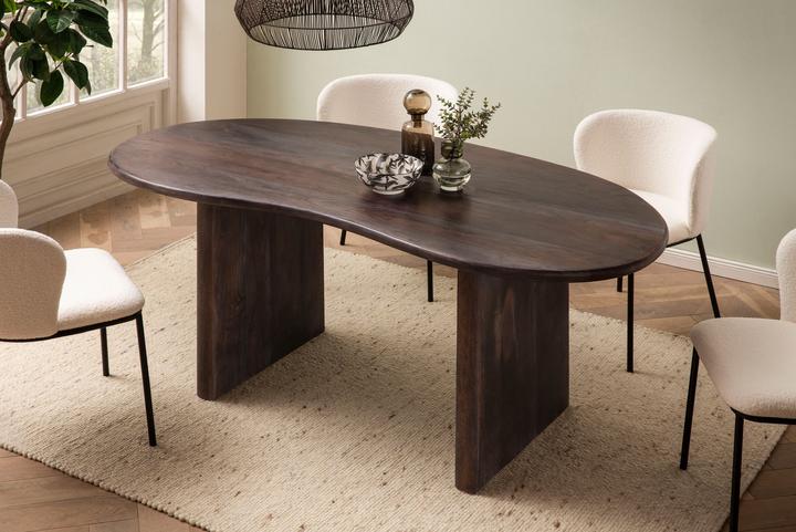 Produktbild FineBuy Esszimmertisch Esstisch 180 cm Holz Dunkelbraun Küchentisch Nierenform (180 x 90 x 75 cm)