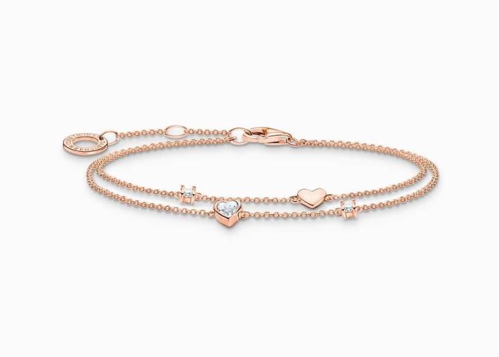 Actual product image Thomas Sabo Bracelet with Hearts and White Stones Rose Gold (19 cm, Silver 925)
