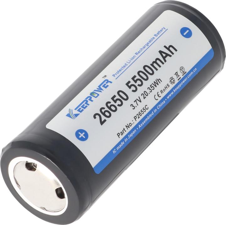 Actual product image Keeppower Battery 26650, PCB protected (1 pcs., 26650, 5500 mAh)