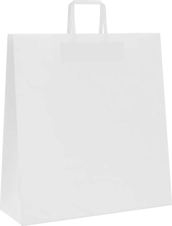 Produktbild VidaXL Kraftpapiertüten 250 Stk. mit Henkel Weiss 45x17x48 cm Papiertüte (Geschenktüte, 250 x)