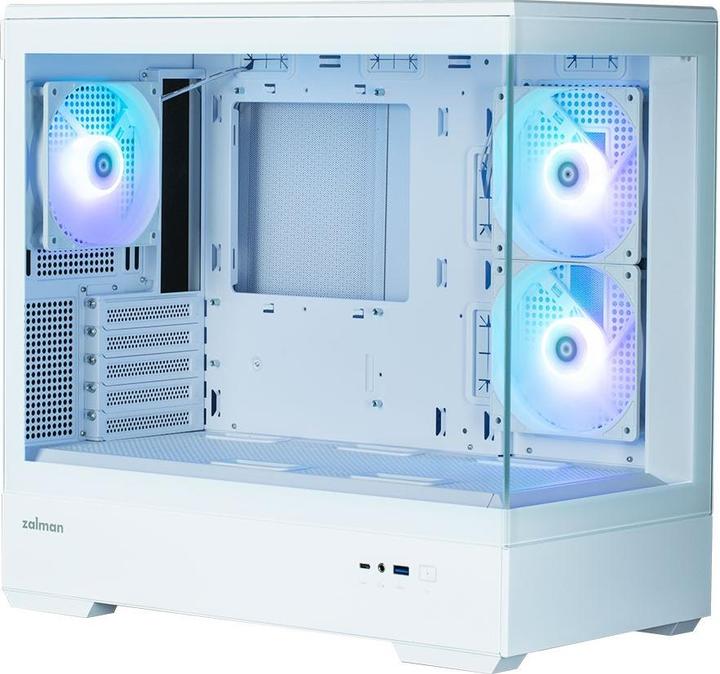 Actual product image Zalman GHE P30 V2 micro-ATX case Tempered Glass Panoramic View - White (mATX)