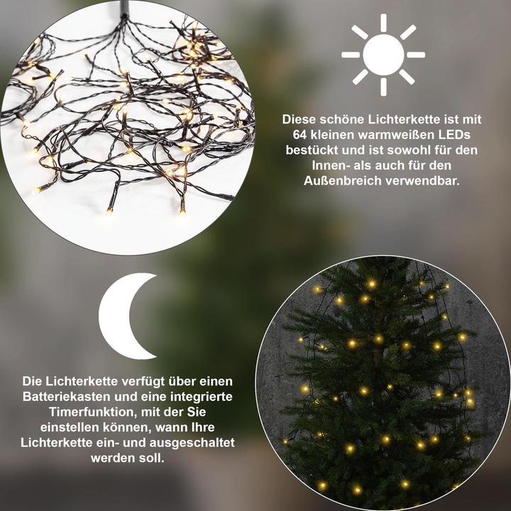 Immagine prodotto Star Trading Tree Coat Catena Leggera Batteria da Esterno | Cappotto per albero a LED |set di 2 cate (0.29 m)