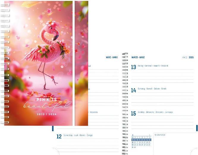 Produktbild Simplex Schüleragenda Emotions 25/26 500221.26 1W/2S 17M Flaminga ML 8x12.5cm (8 x 12.5 cm, Deutsch, Französisch, Rätoromanisch, Italienisch)