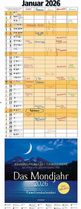 Actual product image The lunar year 2026 - family calendar (24.5 x 69 cm, Hardcover, German)