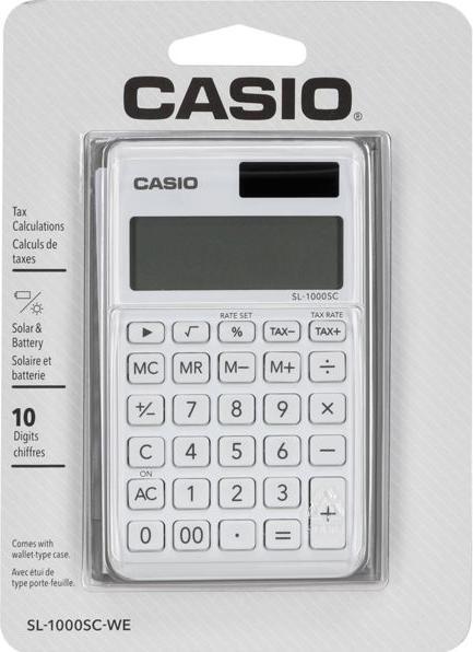 Produktbild Casio Taschenrechner BIC SL1000SCW 10-stellig weiss (Batterien, Solarzellen)