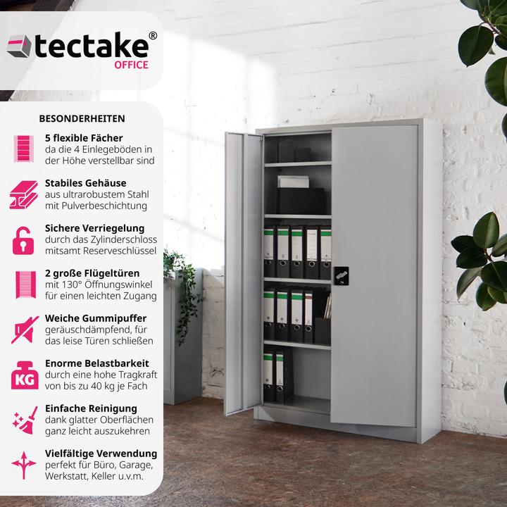Produktbild tectake Aktenschrank (180 x 80 x 40 cm)