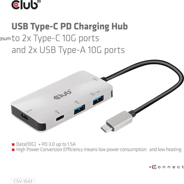 Produktbild Club 3D CSV-1543 (USB-C, 4 Ports)