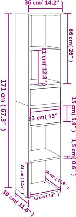 Immagine prodotto VidaXL Heinrick (36 x 30 x 171 cm)