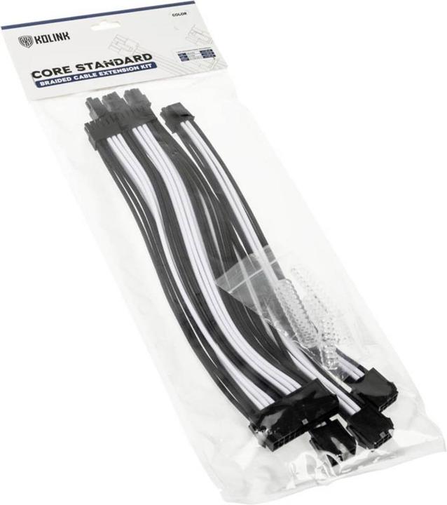 Immagine prodotto Kolink Kit di prolunghe per cavi intrecciati Core Standard - Nero Jet/Bianco brillante (0.35 m)