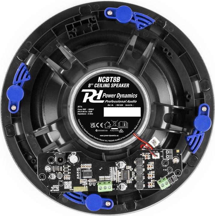 Actual product image Power Dynamics Ceiling Speaker NCBT8B Set of 2, 2x 40W, Black (Active, 1x 80 W)