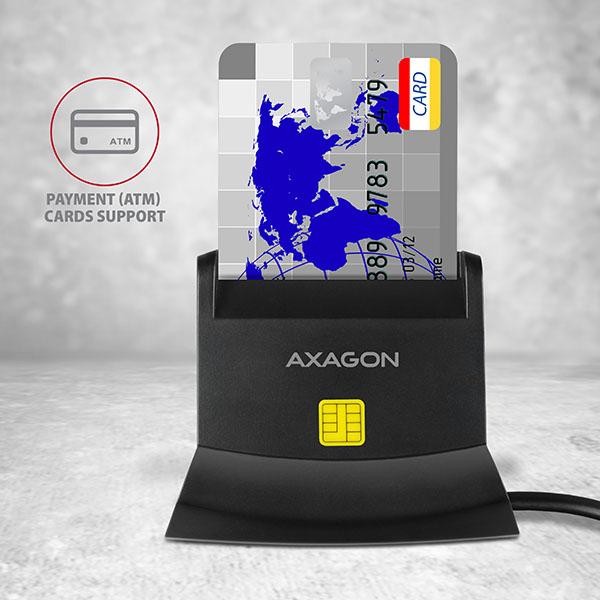 Actual product image Axagon CRE-SM2 USB Smart Card and SD/microSD/SIM Card Reader - USB 2.0 (USB 2.0)