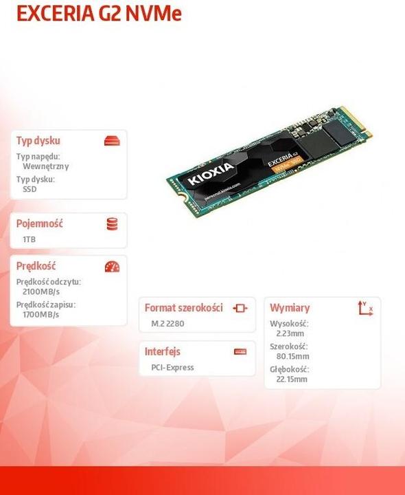 Image du produit Kioxia Exceria G2 (1000 Go, M.2 2280)
