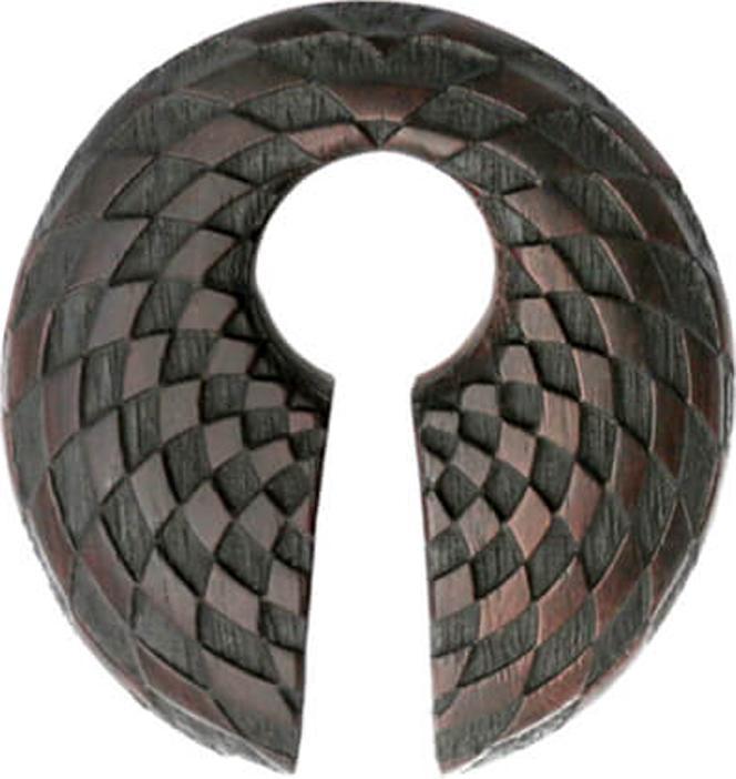 Actual product image Star Piercing Ohrgewicht Schlüsselloch kariert aus Narra Holz (without brass, Organic)
