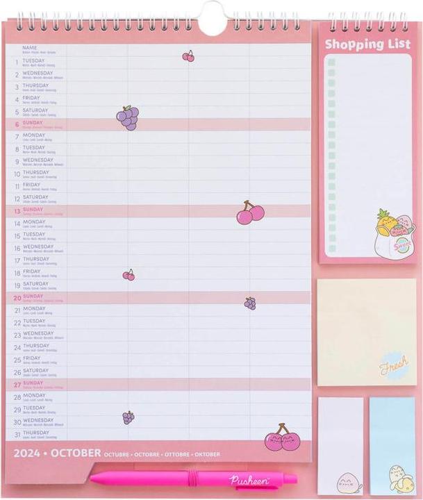 Actual product image Pusheen - Wall calendar/planner 2024/2025 (30 x 34 cm, Italian, French, English, Spanish)