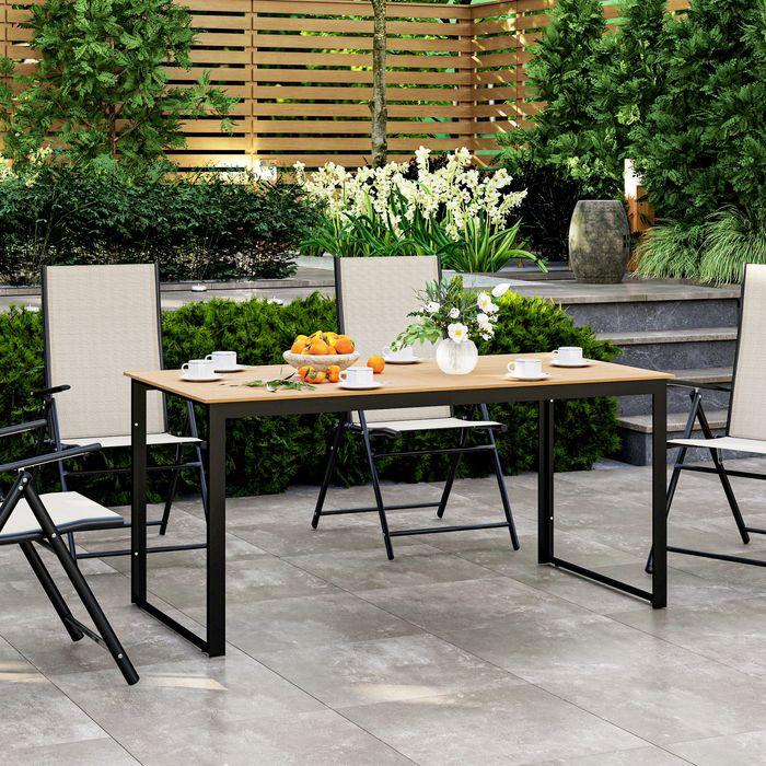Image du produit Swisshandel24 Gartentisch für 6 Personen 160x80 cm Holzoptik Lamellendesign, Teak (80 cm)