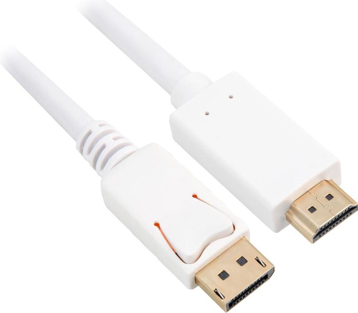 Actual product image Sharkoon Adapter cable Displayport 1.2 > HDMI 4K,white, 3 metres (3 m, HDMI)