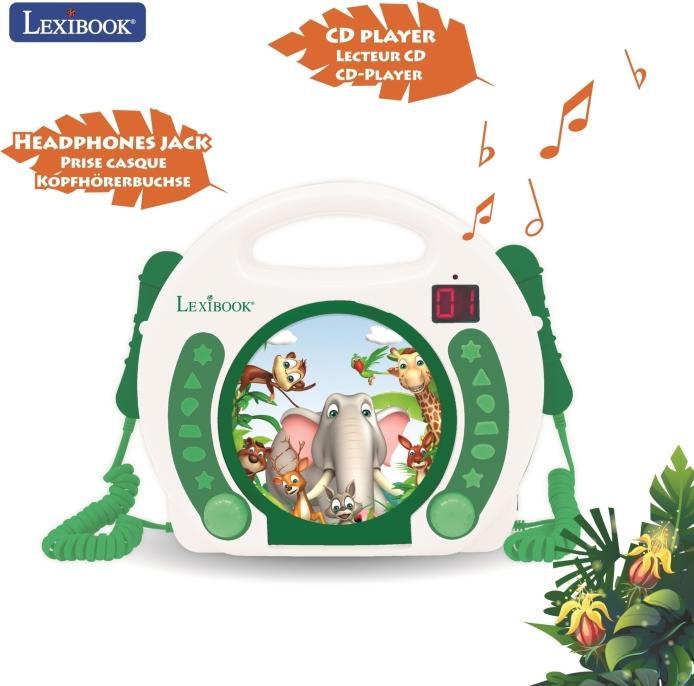 Produktbild Lexibook Tragbarer Tier-CD-Player mit Mikrofonen, Griff, Programmierung, Wiederholung, Karaoke, D