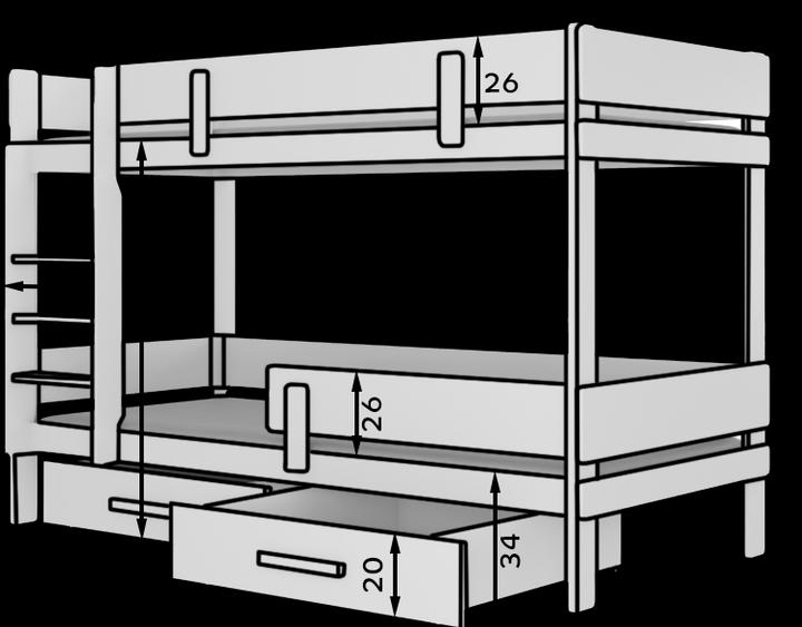 Image du produit ADRK Furniture Lit superposé avec matelas ETIONA 180x80 (180 x 80 cm)