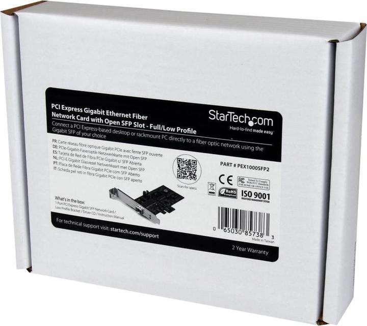 Produktbild StarTech PCI Express Ethernet Gigabit LWL Netzwerkkarte mit offenem SFP - PCIe Glasfaser SFP NIC - Gigabit... (PCI-E x1)