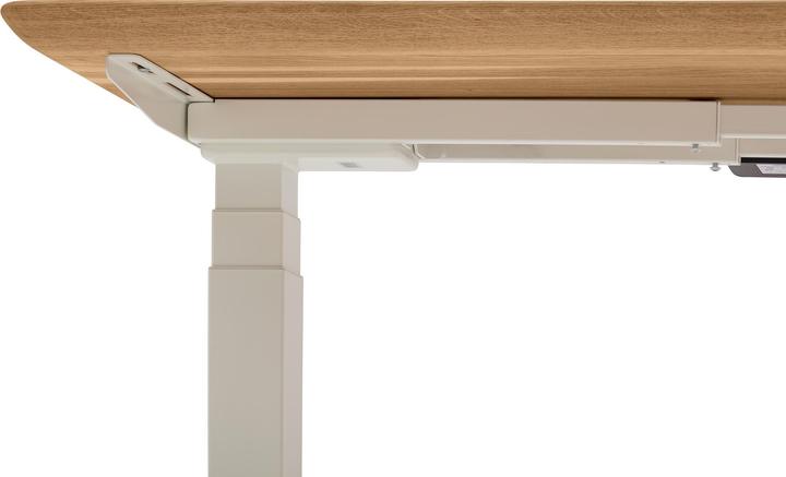 Immagine prodotto Oakywood Tavolo da lavoro in piedi con regolazione dell'altezza - Legno massiccio - Rovere / 160x80 / Bianco (160 x 80 cm)