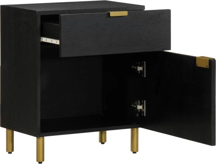 Actual product image VidaXL Bedside table Bedside cabinet Bedside chest of drawers Bedside console Black wood-based material (50 x 33 x 60 cm)