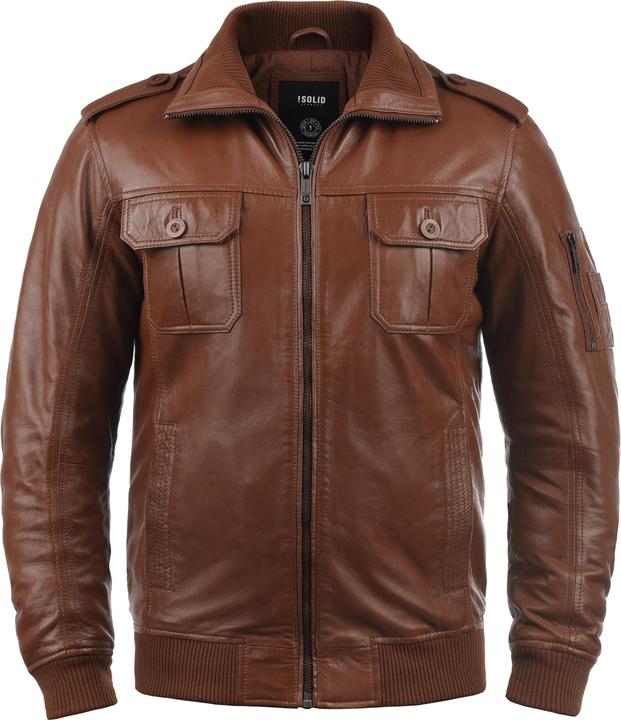 Actual product image Solid Famash Men's Leather Jacket (L)