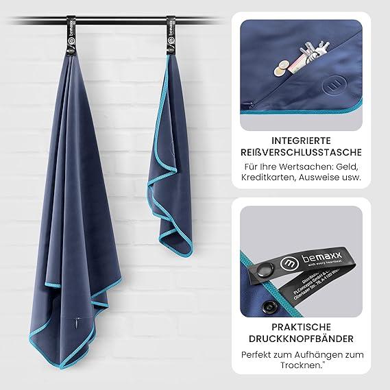 Image du produit BeMaxx Set de serviettes en microfibre, bleu