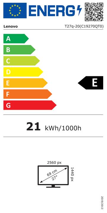 Energie-Label Lenovo ThinkVision T27q-20 (2560 x 1440 Pixel, 27")