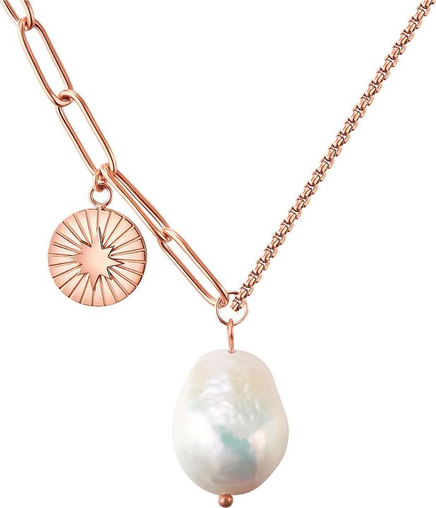 Image du produit Valero Pearls Femme Acier inoxydable Perle de culture d'eau douce or rose 40,0 cm Chaîne de base + 5,0 cm (Acier inoxydable, 40 - 45 cm)