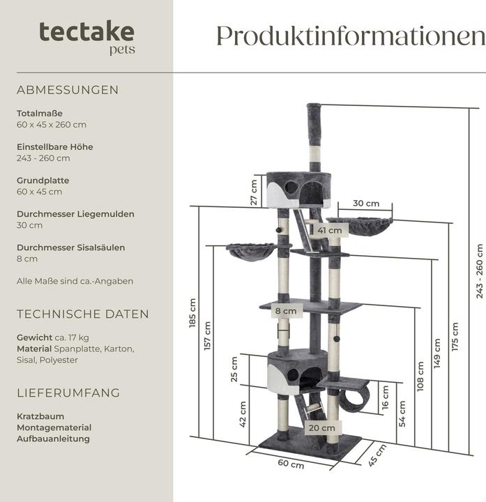 Actual product image tectake Hansi (260 cm, Grey/white)