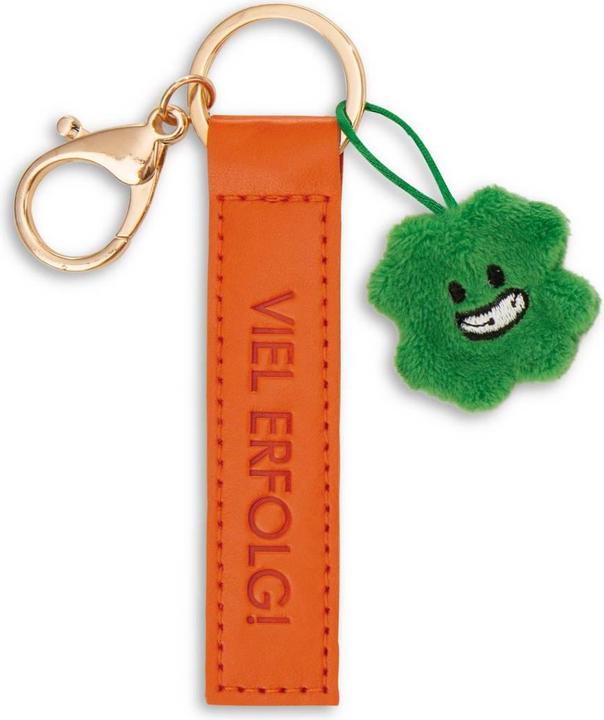 Magni NICI Schlüsselanhänger Viel Erfolg! Kunstlederband mit Kleeblatt orange 10cm