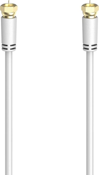 Hama Cavo di collegamento SAT, spina F - spina F, placcato oro, 1,5 m, 100 dB, bianco (100 dB, Cavi antenna)