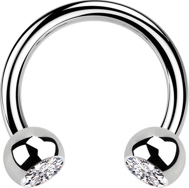 Immagine prodotto Star Piercing Micro Circular Barbell argento con due sfere di cristallo argento (Acciaio chirurgico 316L, senza ottone)