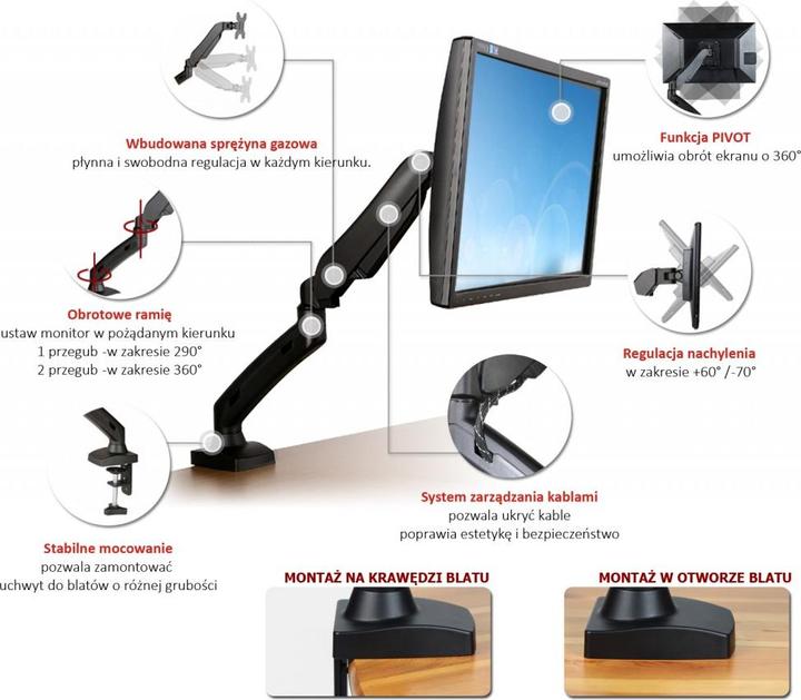 Image du produit Art Uchwyt biurkowy na monitor 13" - 27" L-11GD (RAMART L-11GD) (Tables, 27")