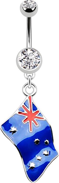 Image du produit Star Piercing Banane silber mit Anhänger Flagge Australien (sans laiton, Acier chirurgical 316L)