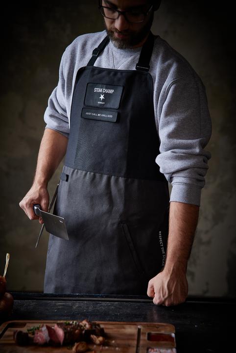 Image du produit Steakchamp Tablier de cuisine 2 poches avec fermeture velcro pour l'inscription (Taille unique)