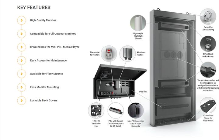 Image du produit DSS Stèle d'extérieur Portrait, écran 75", aluminium