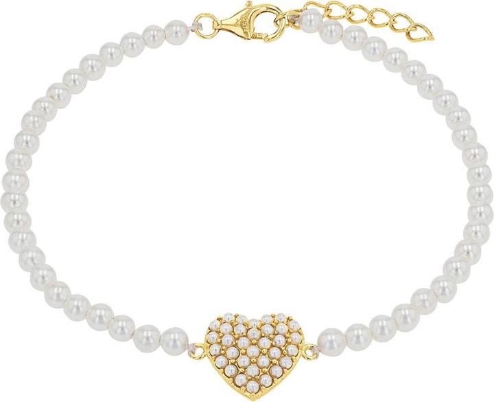 Amor Armschmuck für Damen, 925 Sterling Silber, Glasperle | Herz (19 cm, Silber 925)