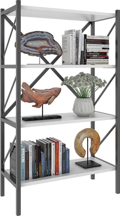 Actual product image VCM Wood Metal Storage Stand Shelf Bookcase Decorative Books Stand Shelf Insasi 4 (66 x 34 x 121 cm)